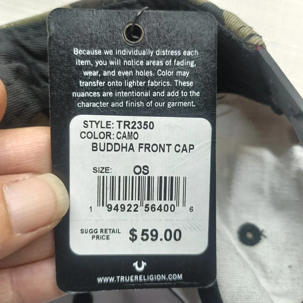 NWT True Religion Buddha Guitar Front Camo Cap Men's Adjustable‎ Snap Back